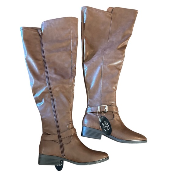 Style & Co Shoes - Style & Co Charlaa Buckled Over-The-Knee Wide-Calf Boots New Size 6 Cognac